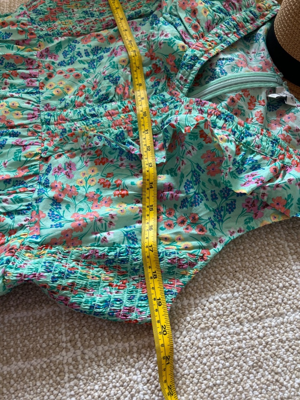 J. Crew Mint Green Floral Ruffle Dress with Pockets Size 14 - Picture 10 of 12